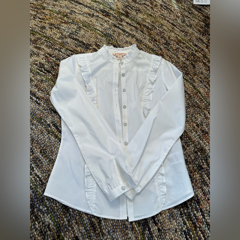 Brooks Brother White Ruffled Women's Top